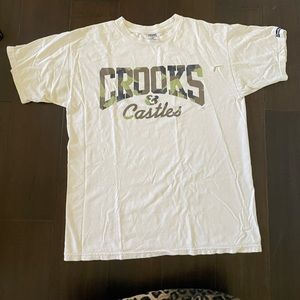 Crooks and castles t shirt white and camo